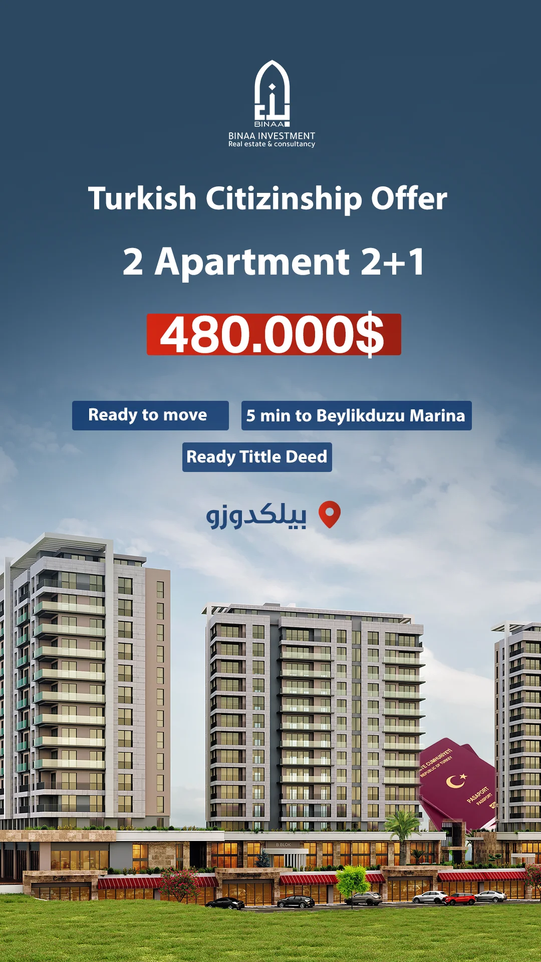 Two apartments for Turkish citizenship in Beylikdüzü