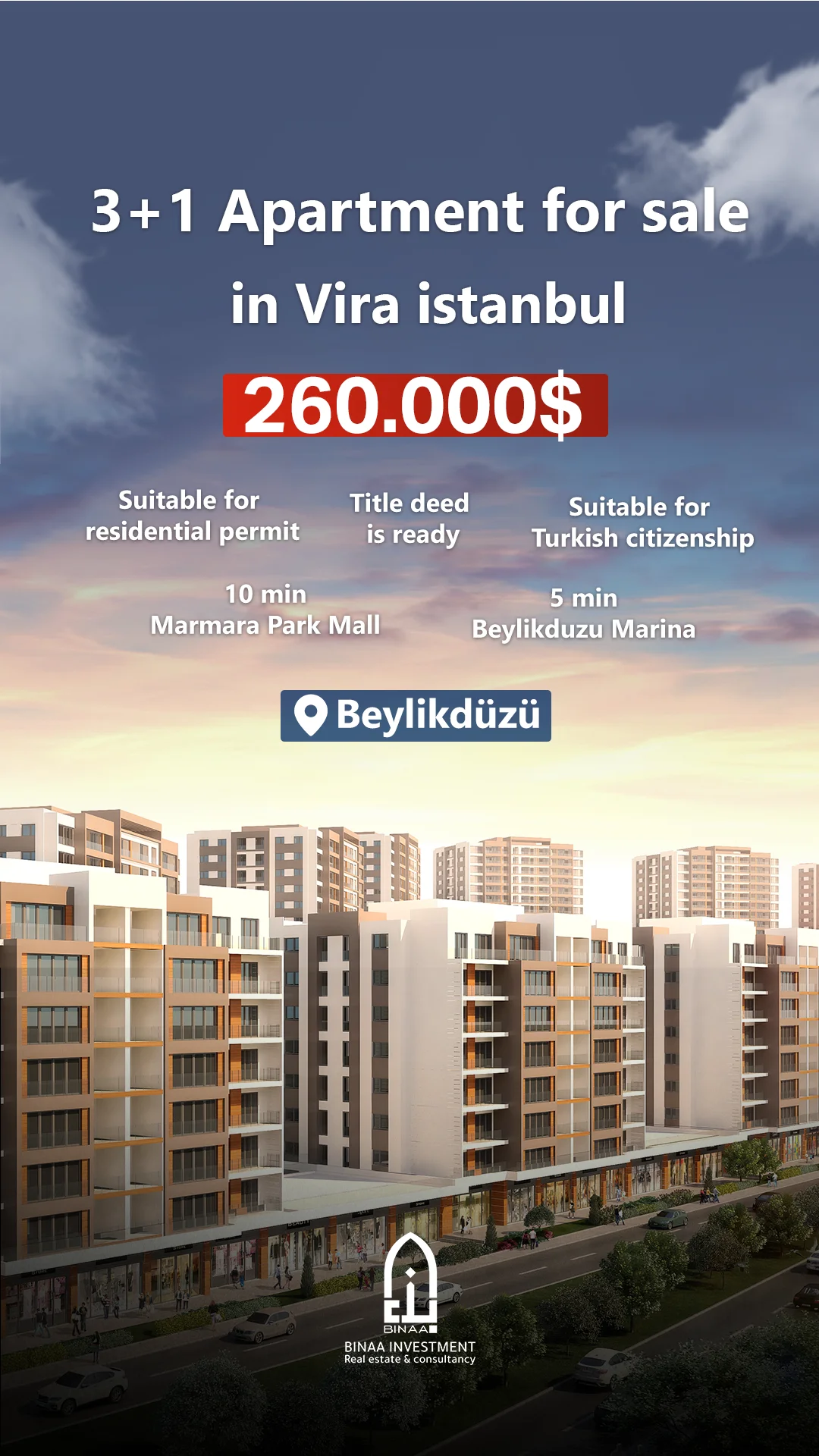 3+1 Apartment for sale in Vira Istanbul