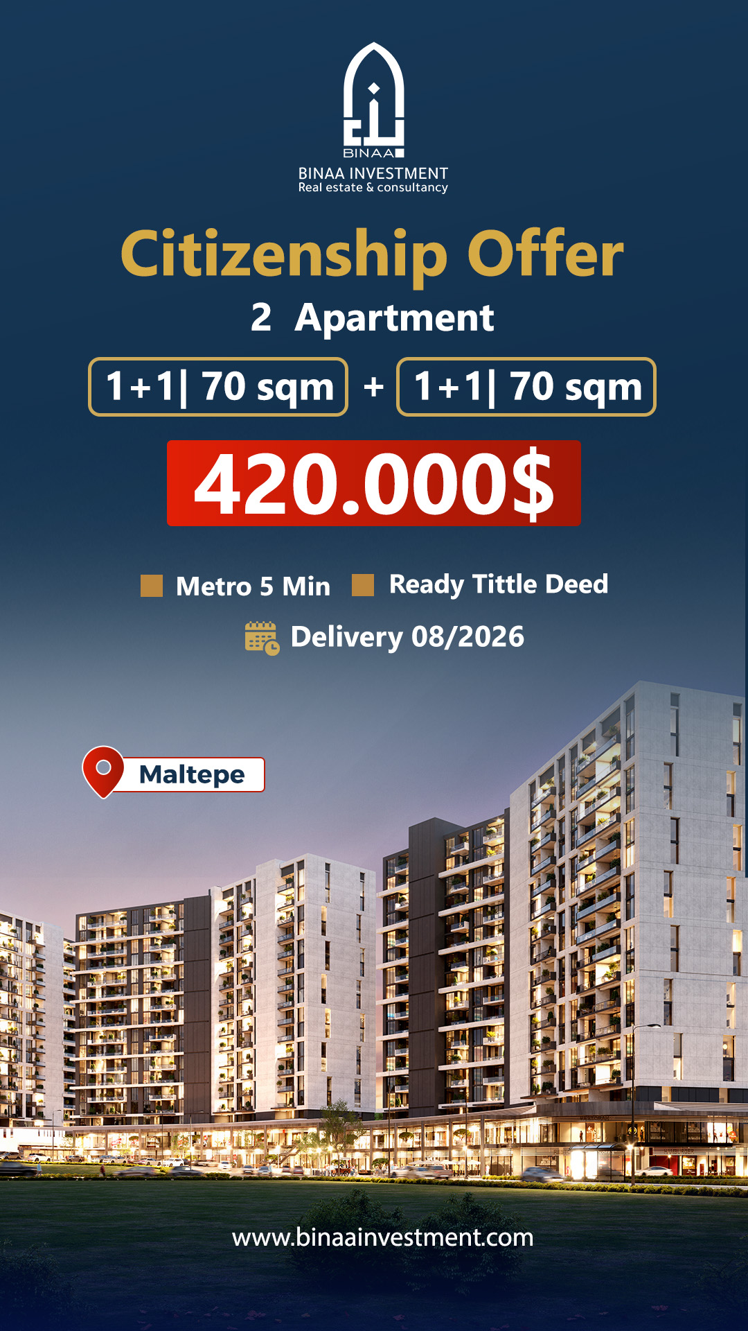 2 apartments suitable for Turkish citizenship