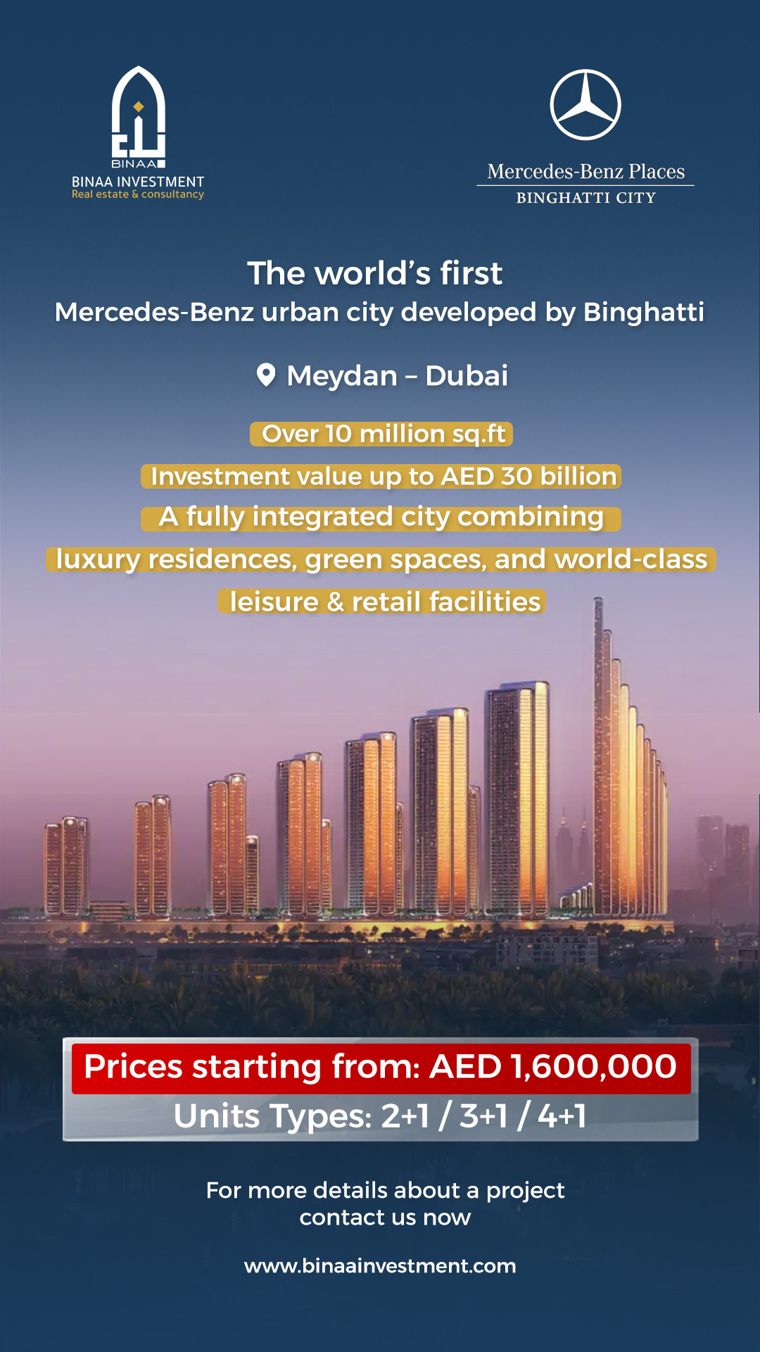 The world’s first Mercedes-Benz urban city developed by Binghatti